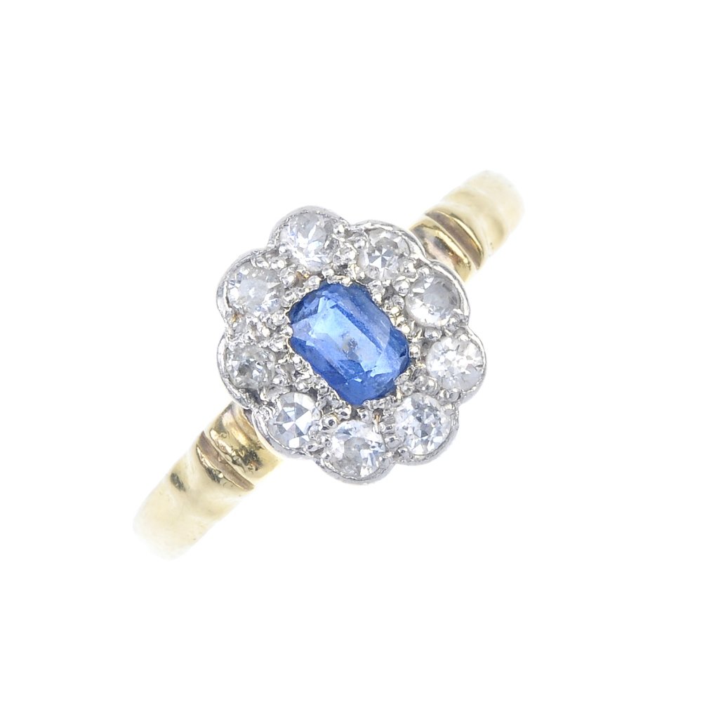 A mid 20th century 18ct gold and platinum sapphire and (1 of 3)