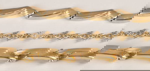 A quantity of 9ct gold bracelets to include a tex: A quantity of 9ct gold bracelets to include a textured gold angular bar link bracelet, a double bar link bracelet in an off set design, six figaro link bracelets plus three others, total weight 40.50g