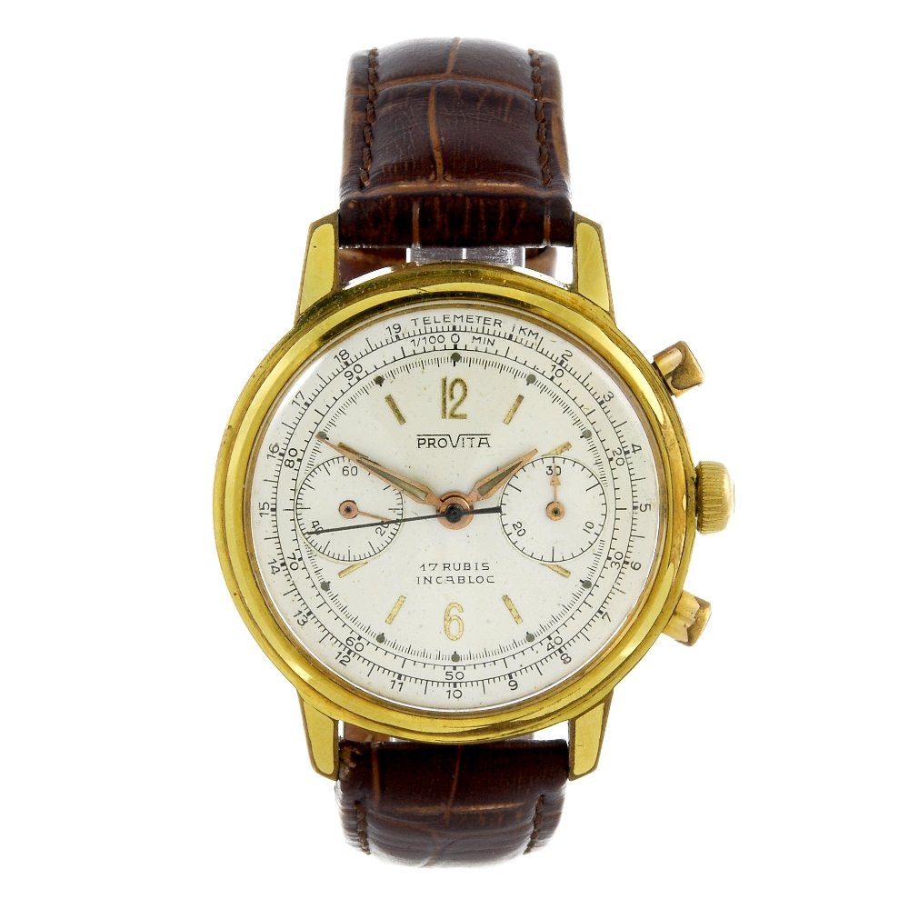 PROVITA - a gentleman's gold plated chronograph wrist (1 of 4)
