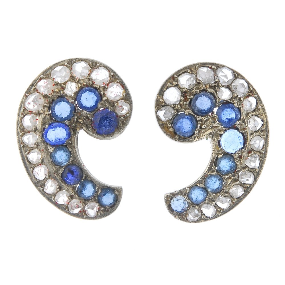 A pair of diamond and paste ear studs. (1 of 2)