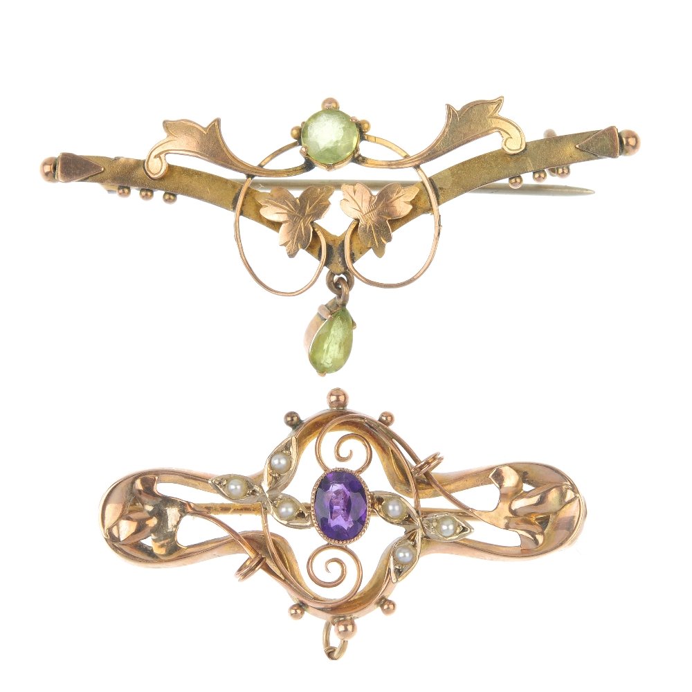 A selection of four early 20th century gold gem-set (1 of 2)