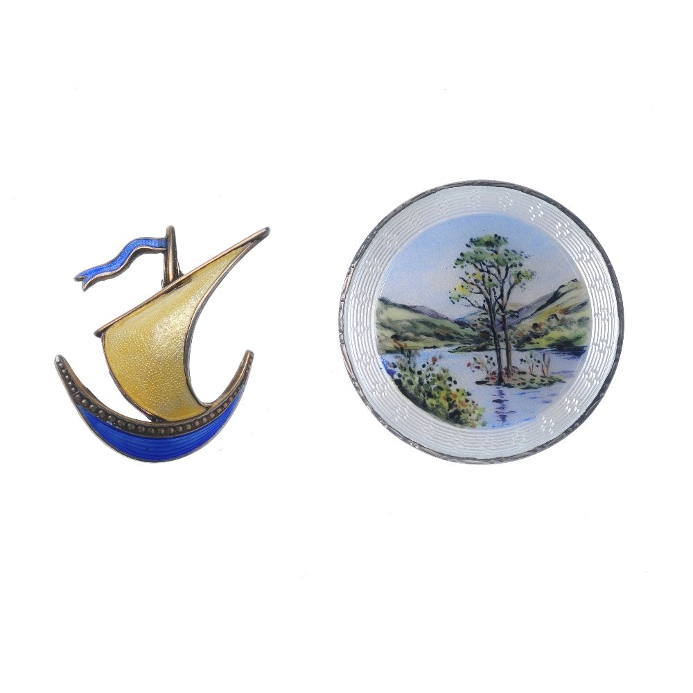 A selection of silver and white metal enamel jewellery. (1 of 3)