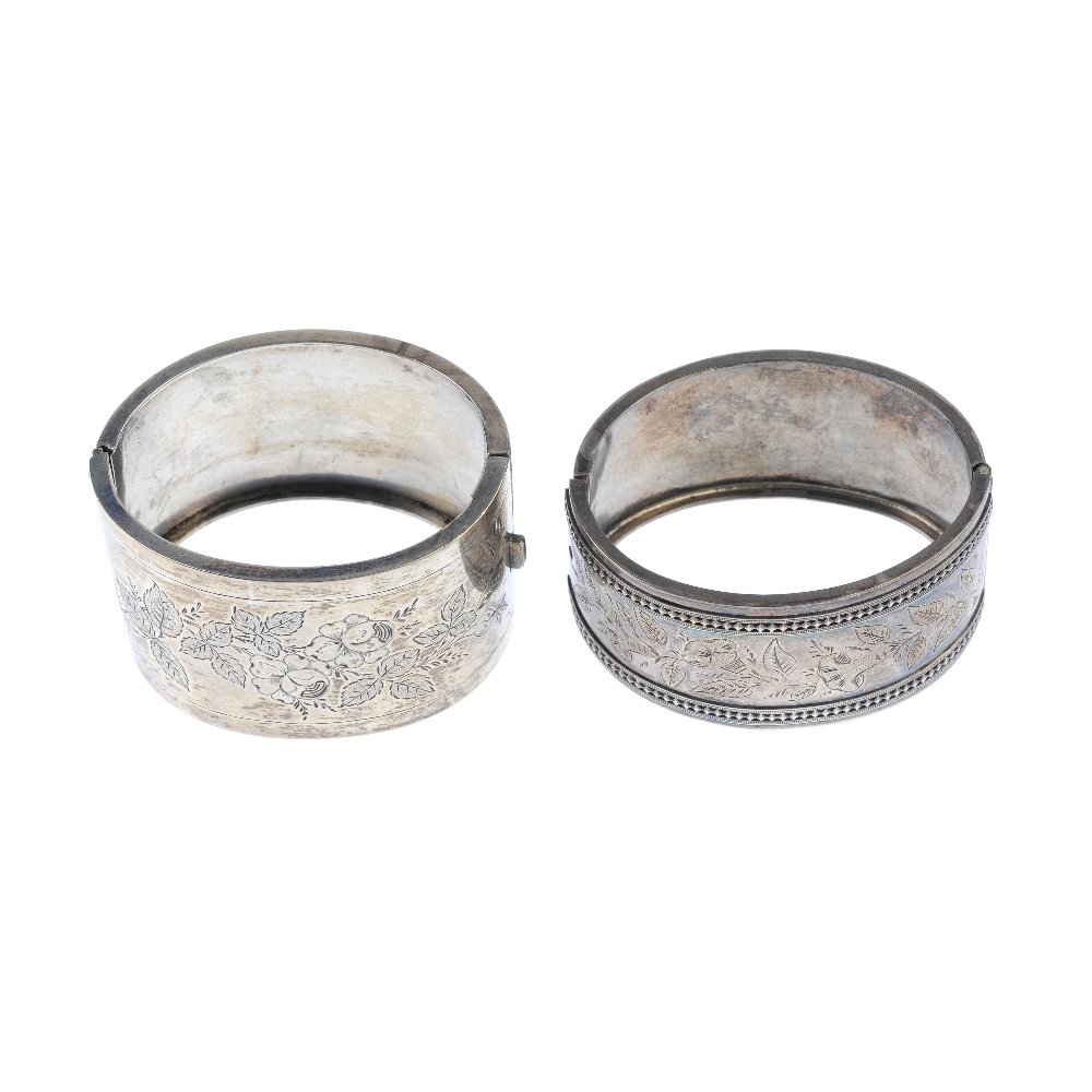 Two late Victorian silver hinged bangles. (1 of 2)