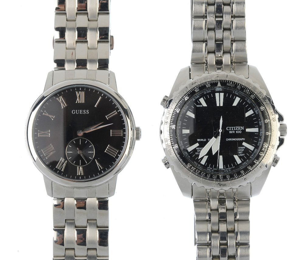 A large bag of various wrist watches, including DKNY,: A large bag of various wrist watches, including examples by DKNY, Guess etc. All recommended for spares and repairs purposes only. Approximately 100.