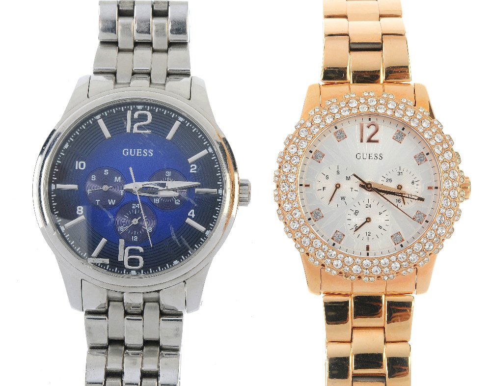 A large bag of various wrist watches, including DKNY,: A large bag of various wrist watches, including examples by DKNY, Guess etc. All recommended for spares and repairs purposes only. Approximately 100.