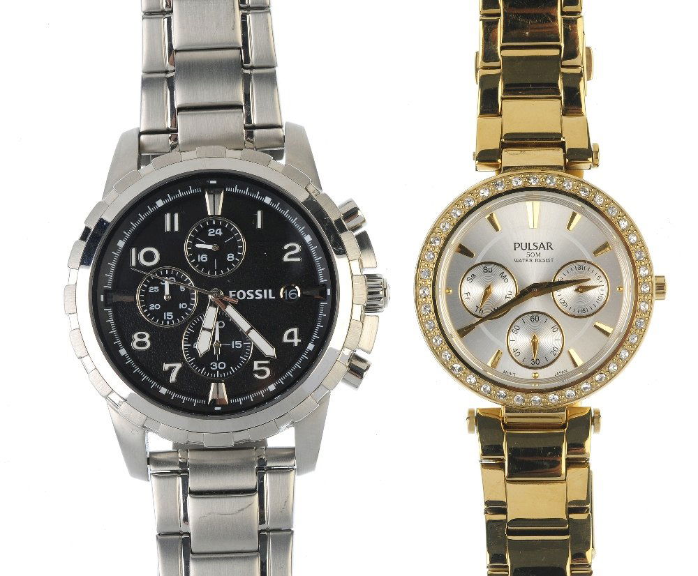 A large bag of various wrist watches, including DKNY,: A large bag of various wrist watches, including examples by DKNY, Guess etc. All recommended for spares and repairs purposes only. Approximately 100.