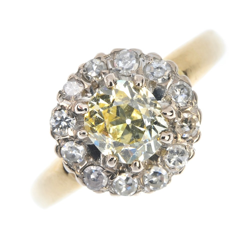 A mid 20th century 18ct gold diamond cluster ring. (1 of 3)