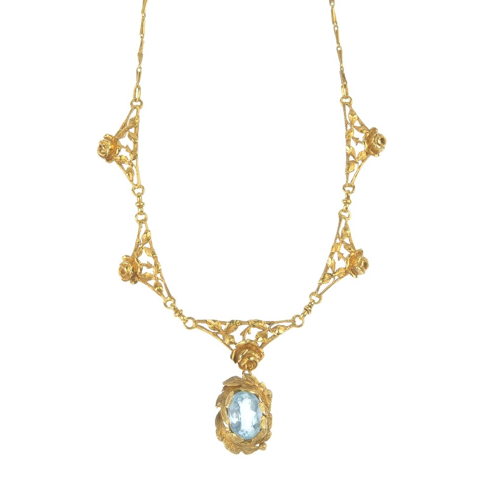 An aquamarine foliate necklace. (1 of 3)