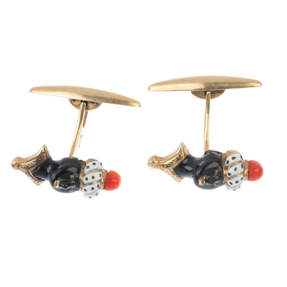 A pair of mid 20th century enamel and coral blackamoor (1 of 2)