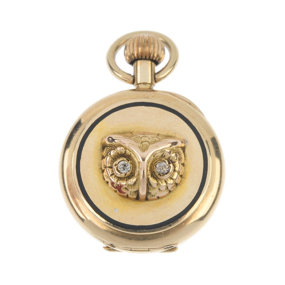 An early 20th century 15ct gold owl fob watch. (1 of 2)