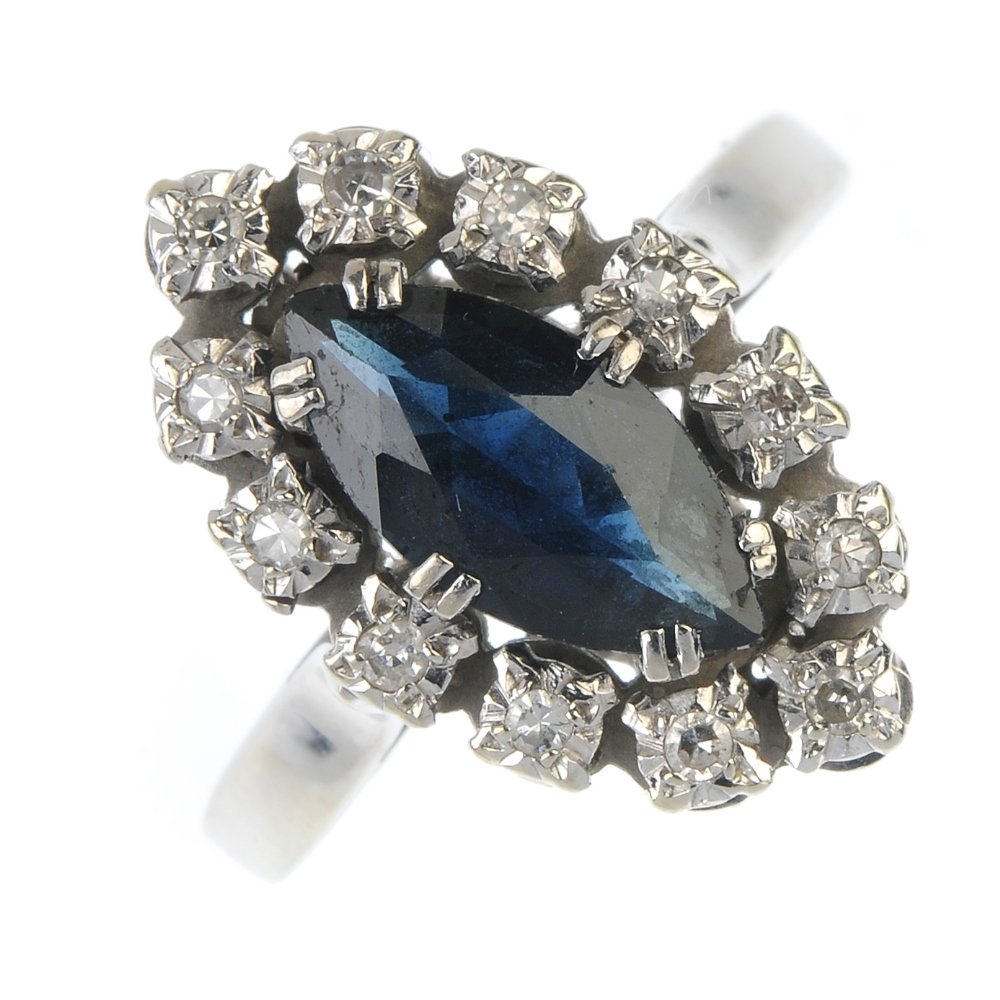 A sapphire and diamond cluster ring. (1 of 3)