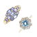 A selection of four 9ct gold diamond and gem-set rings.