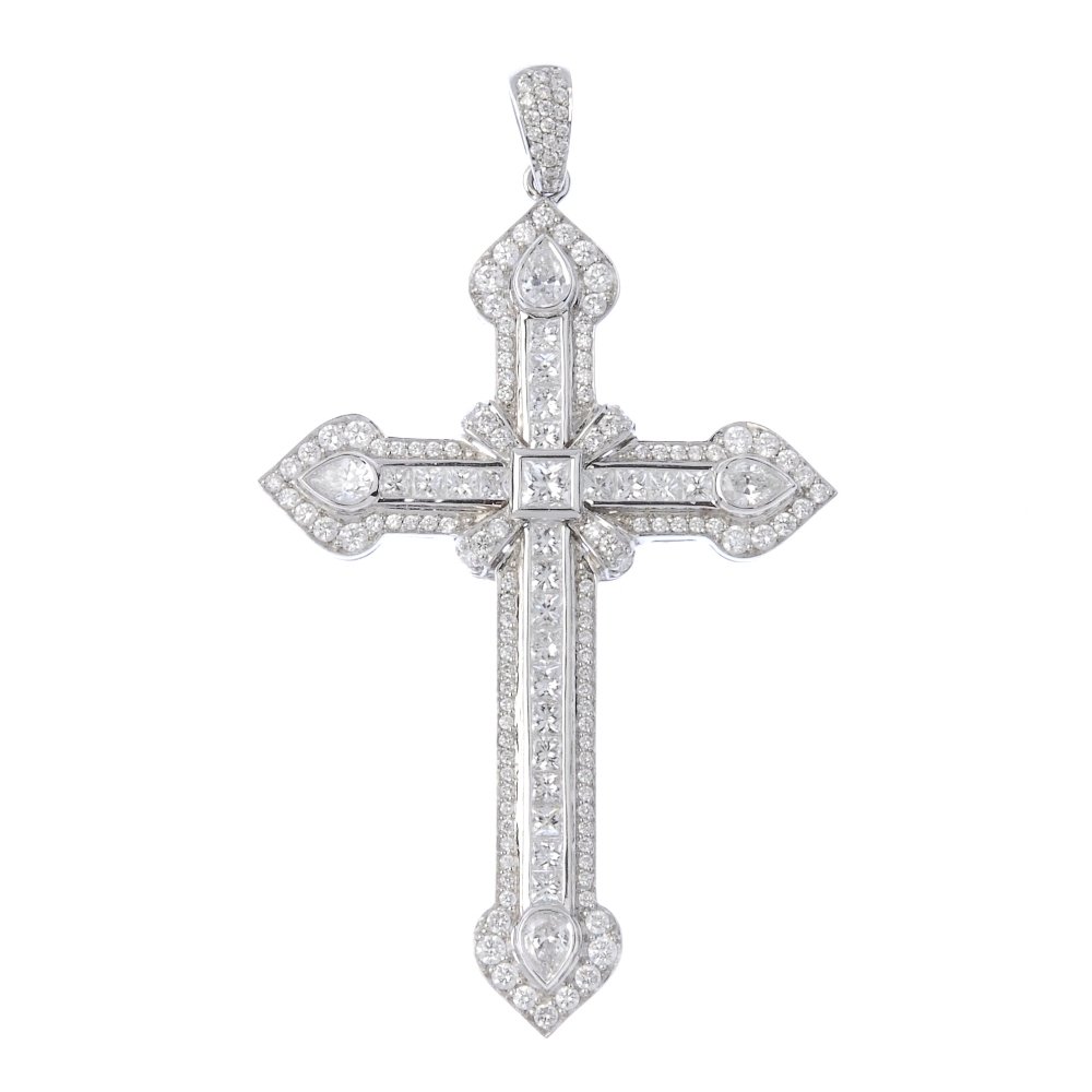 (3390-1-A) GARRARD & CO. - an 18ct gold diamond cross (1 of 3)