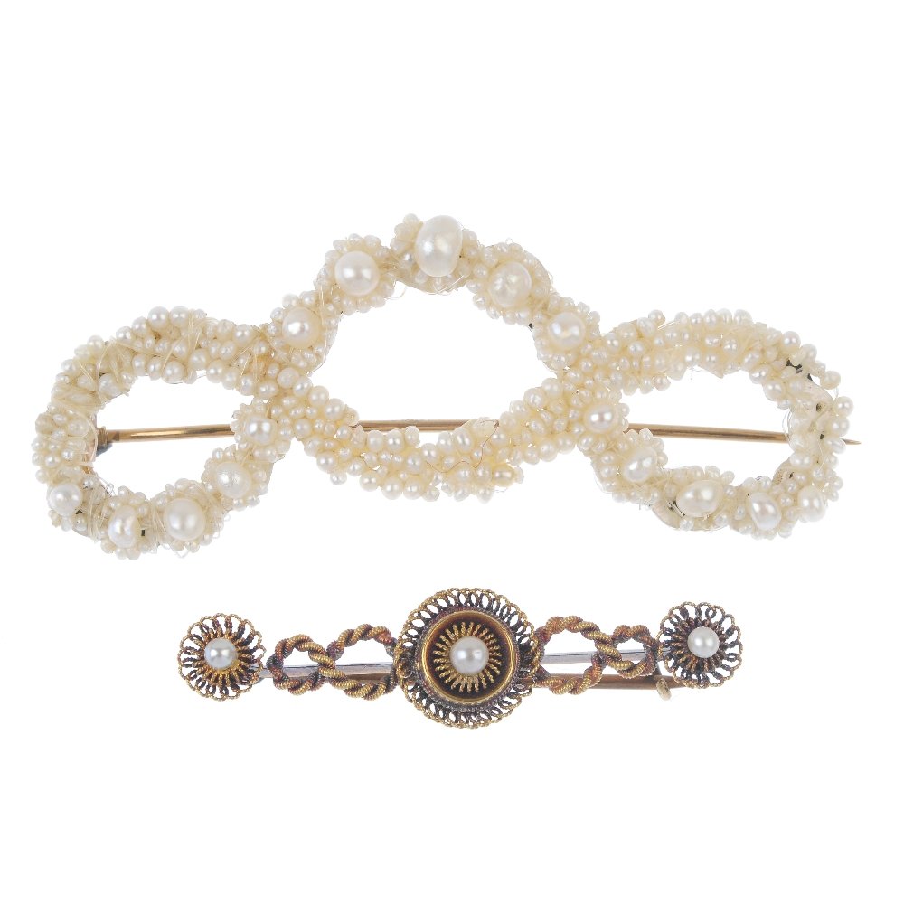 A selection of three late 19th century seed pearl and (1 of 2)