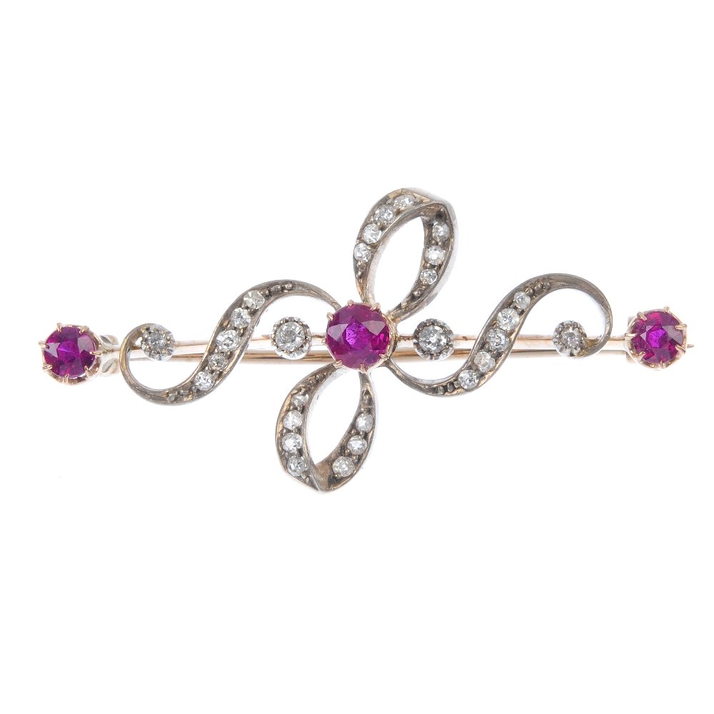 A late 19th century silver and gold ruby and diamond (1 of 2)