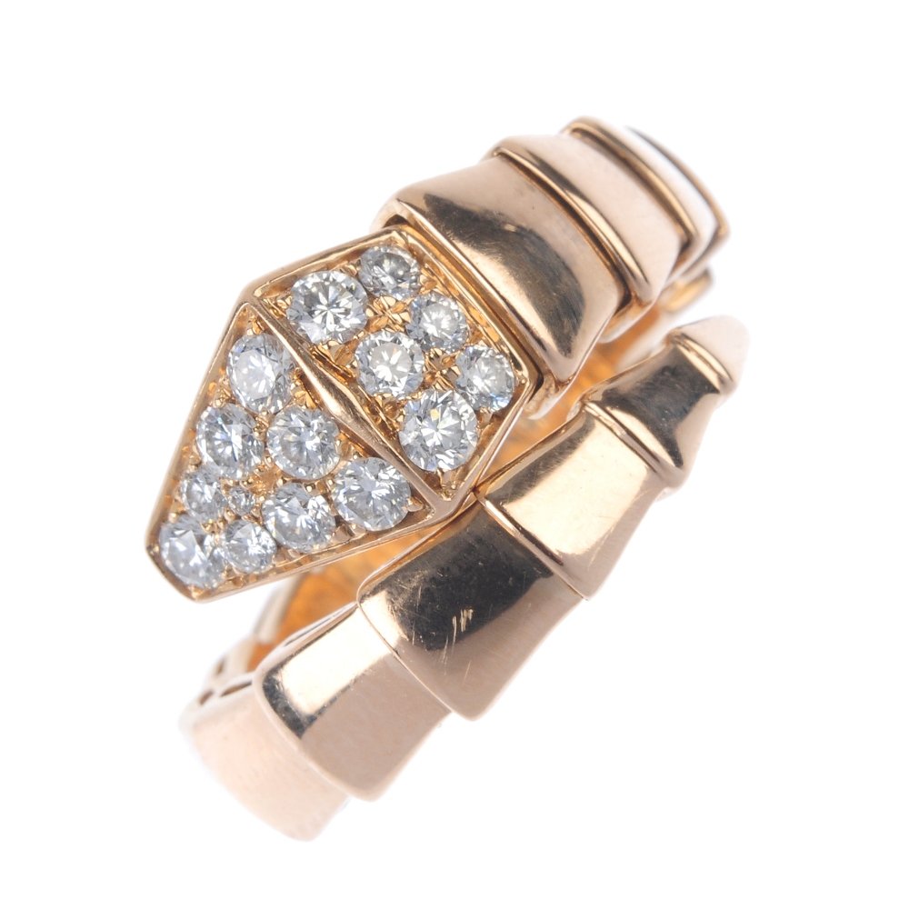 BULGARI - a diamond snake ring. The pave-set diamond (1 of 3)