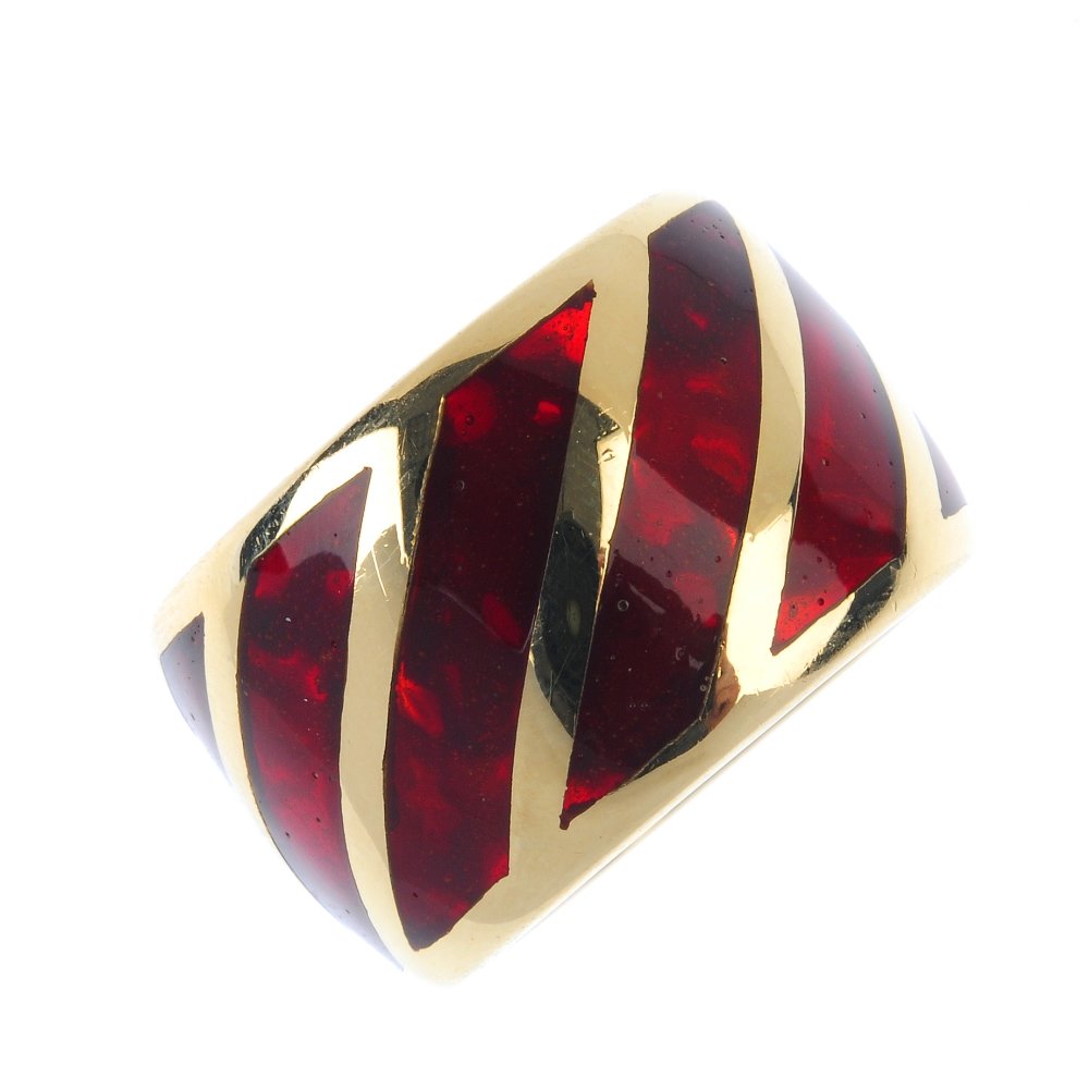 An enamel band ring. Designed as a series of red enamel (1 of 2)