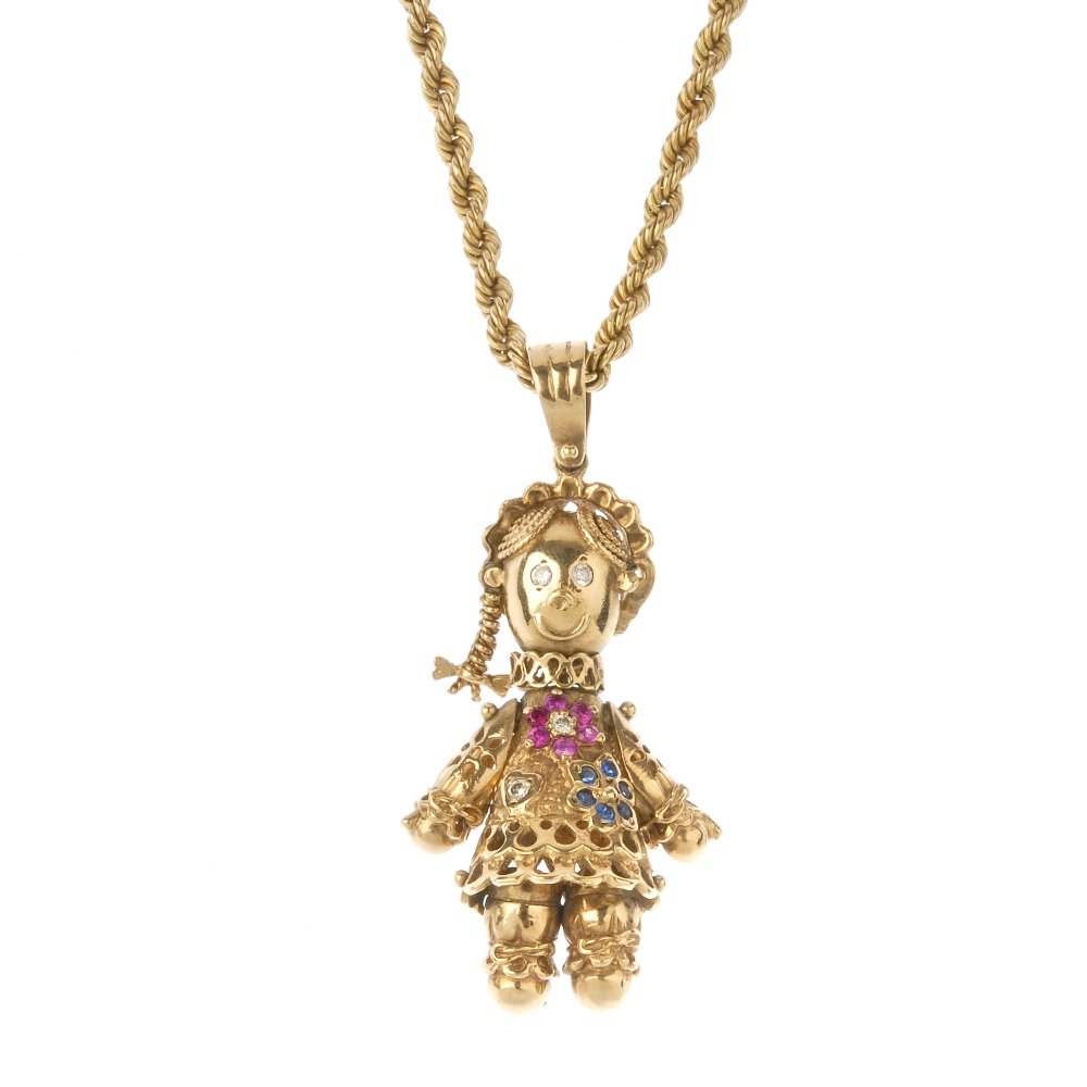 (15171) A 9ct gold rag doll pendant with a 9ct gold (1 of 1)