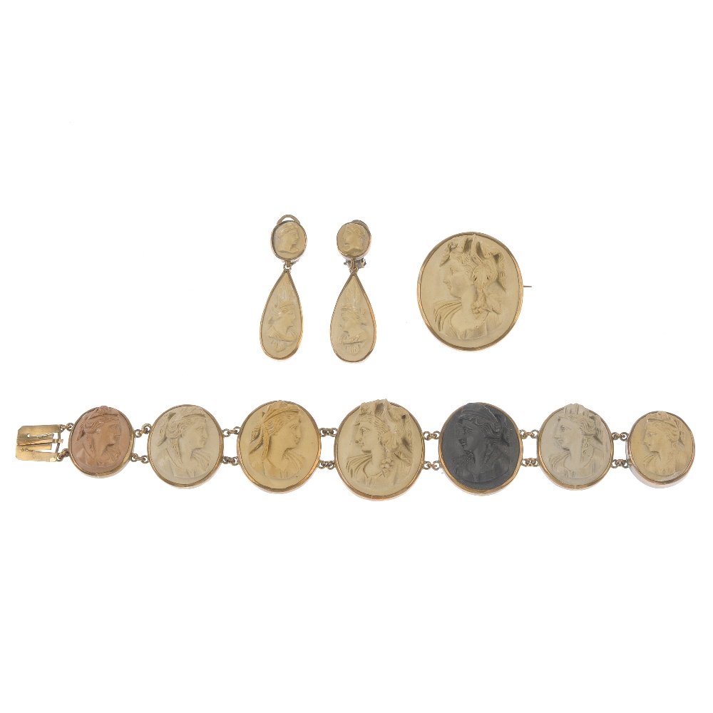 A lava cameo suite. To include a bracelet designed as (1 of 2)