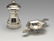 A 1930's silver tea strainer, hexagonal sided with twin