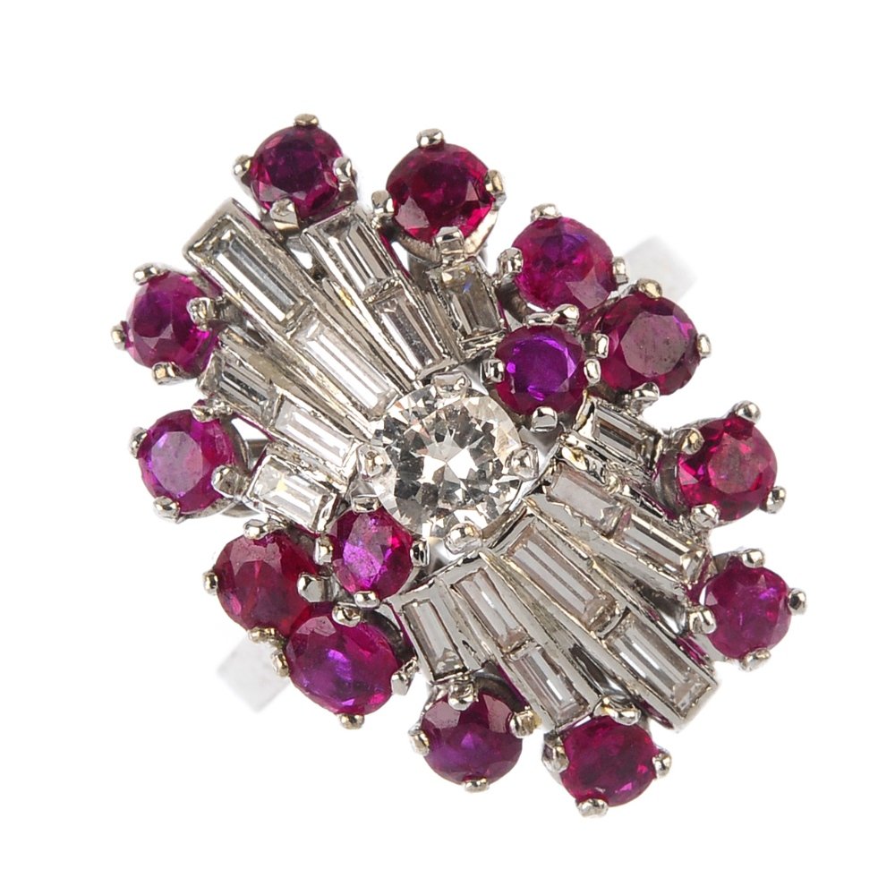 A ruby and diamond dress ring. The brilliant-cut (1 of 3)