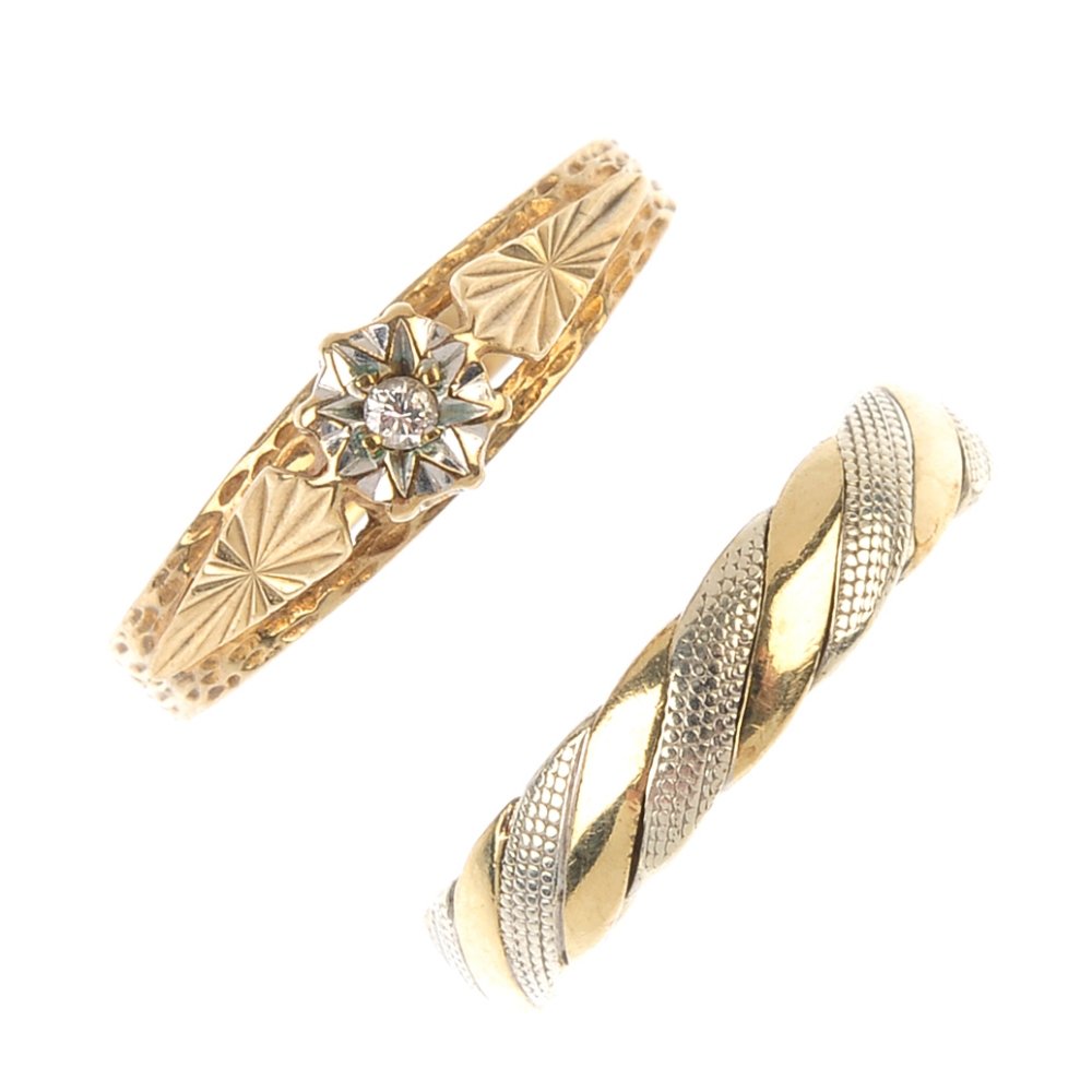 Two 9ct gold rings. To include an illusion-set (1 of 3)
