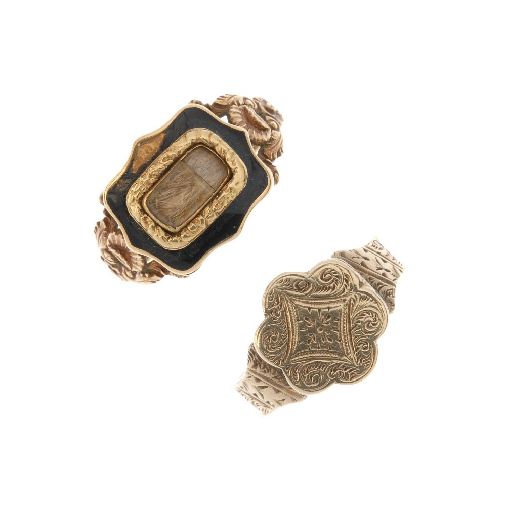 Two early to mid 19th century gold memorial rings. To (1 of 3)