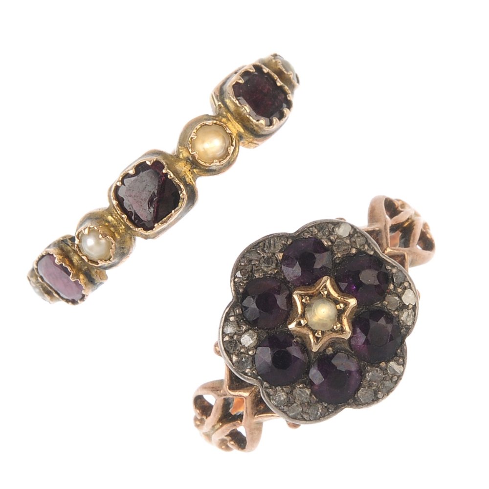 Two gem-set dress rings. To include a mid 19th century (1 of 3)