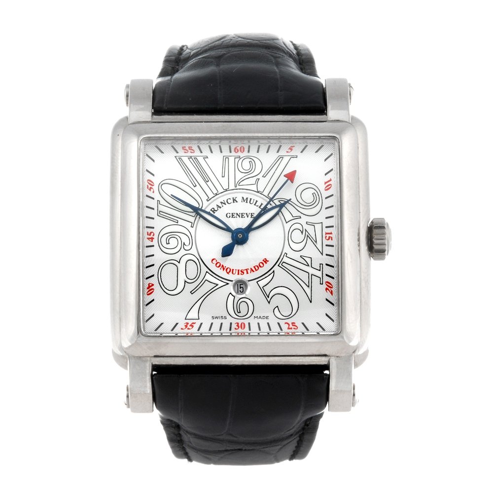 FRANCK MULLER - a Conquistador Cortez wrist watch.: FRANCK MULLER - a Conquistador Cortez wrist watch. 18ct white gold case. Reference 10000 M SC, serial 20. Signed automatic movement with quick date set. Silvered dial with luminous Arabic numeral hour