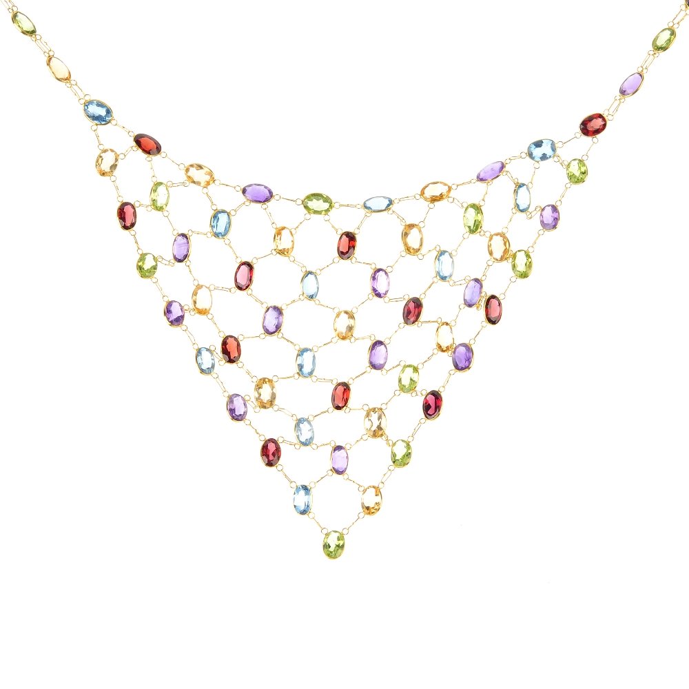 A gem-set necklace. The front designed as an oval (1 of 3)