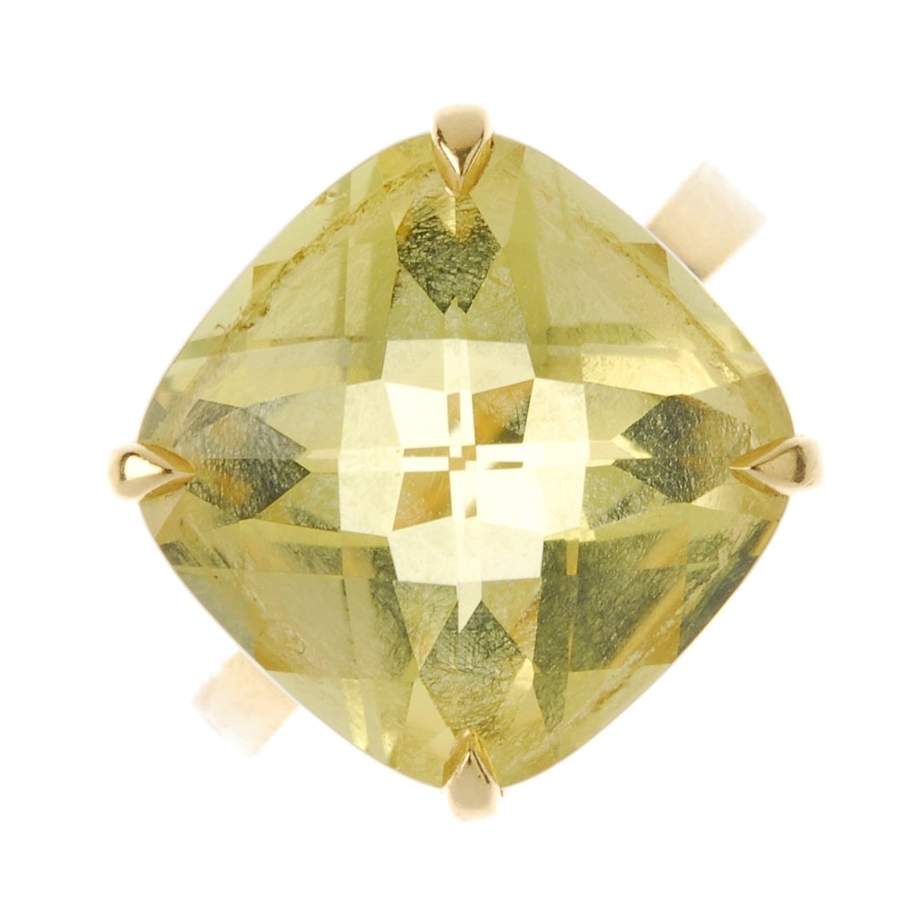 TIFFANY & CO. - an 18ct gold citrine single-stone ring. (1 of 3)