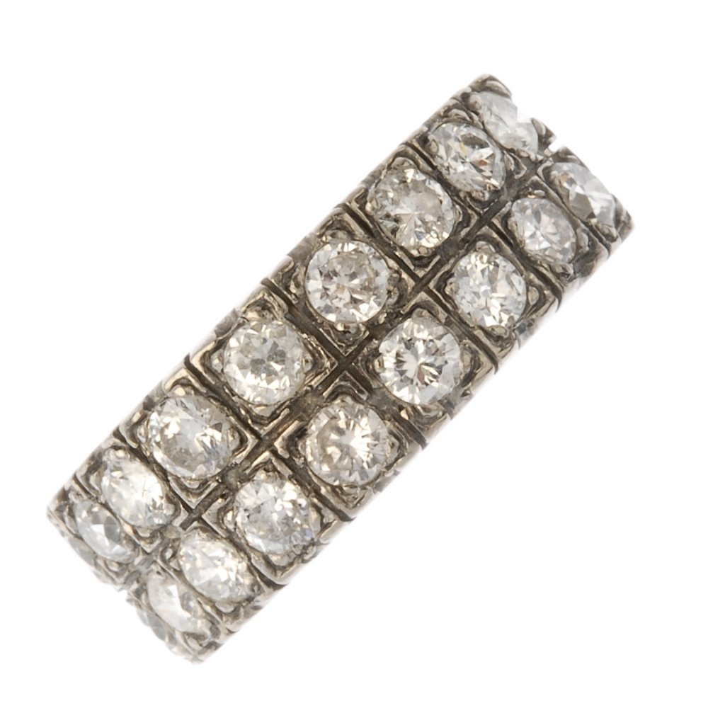 A diamond two-row ring. Designed as two brilliant-cut (1 of 3)