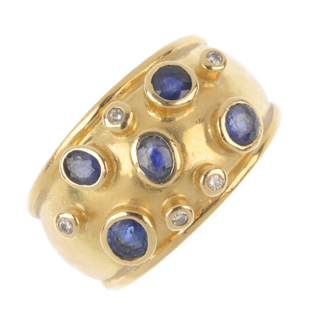 A sapphire and diamond dress ring. Designed as a series (1 of 3)