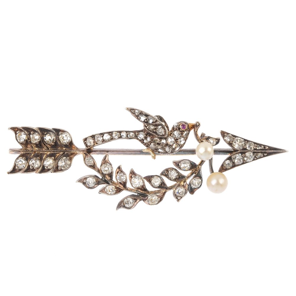 A late 19th century silver and gold diamond and gem-set (1 of 2)