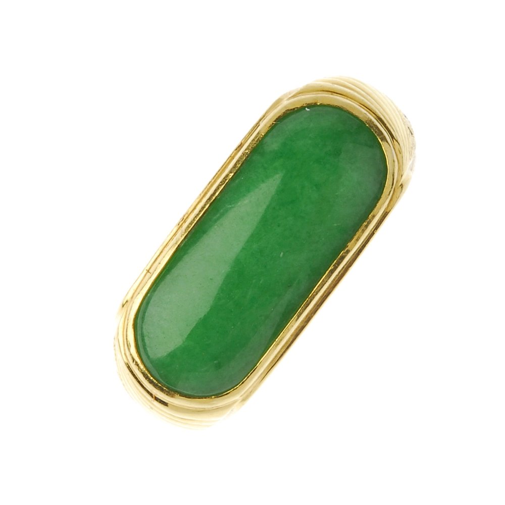 A jade saddle ring. The curved rectangular jadeite (1 of 3)