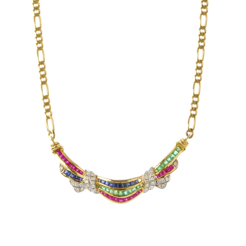 A diamond and gem-set necklace. Designed as a (1 of 2)