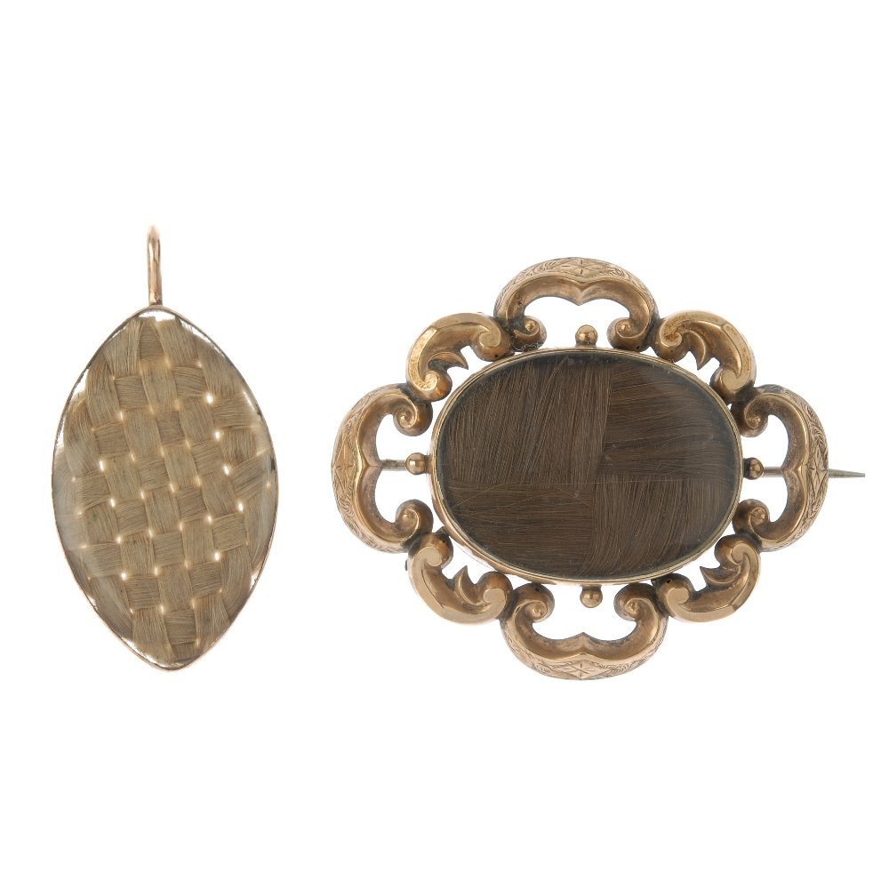 Two 19th century mourning jewellery items. To include (1 of 2)