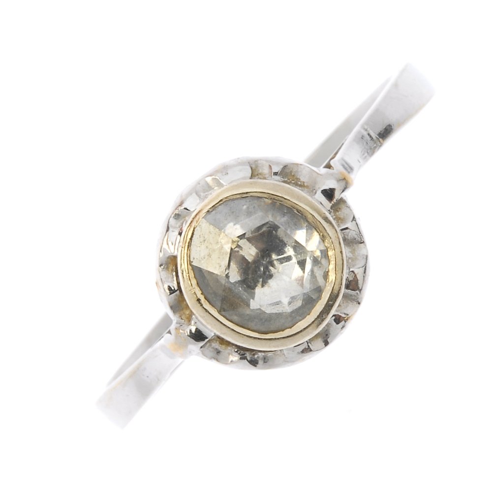 A diamond single-stone ring. The rose-cut diamond, (1 of 3)