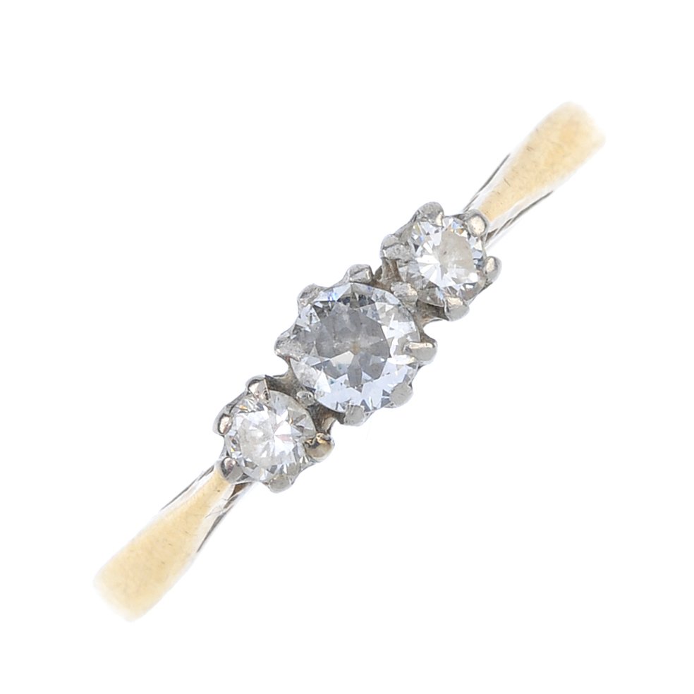 A mid 20th century platinum and 18ct gold diamond (1 of 3)