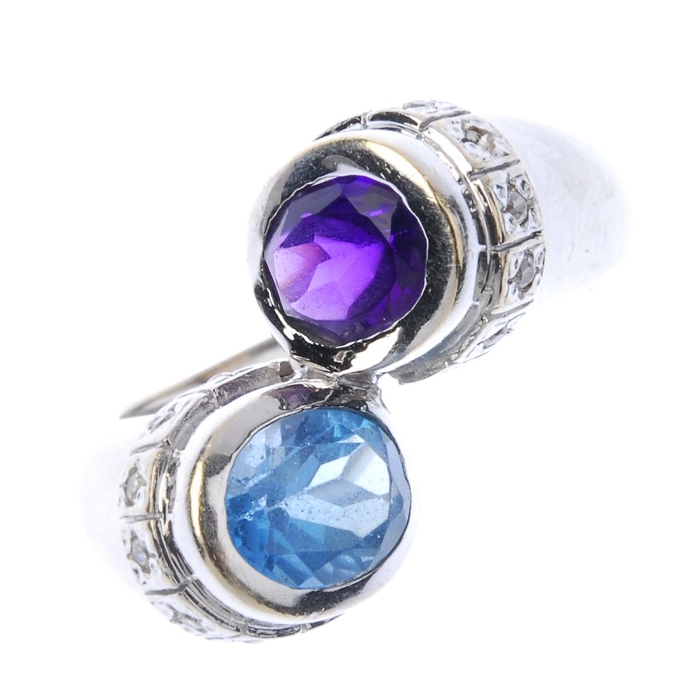 A topaz, amethyst and paste dress ring. Of asymmetric (1 of 3)