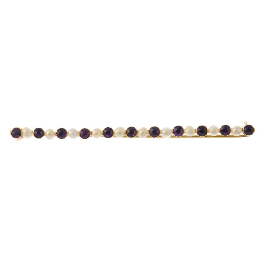 An early 20th century 14ct gold amethyst and seed pearl (1 of 2)