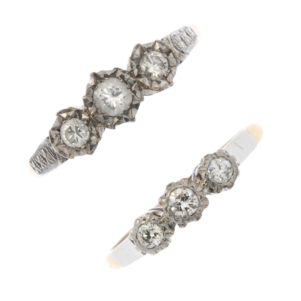 Two mid 20th century 18ct gold and platinum diamond (1 of 3)
