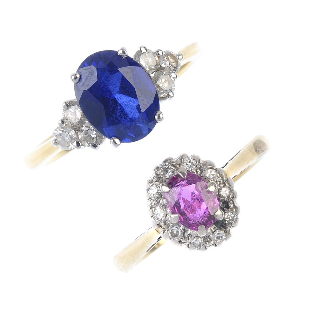 Two diamond and gem-set rings. To include a ruby and (1 of 3)