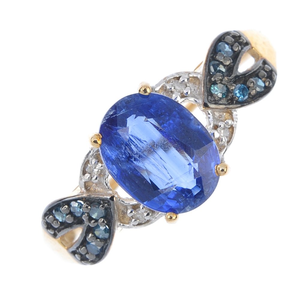 A 9ct gold kyanite and diamond ring. The oval-shape (1 of 3)