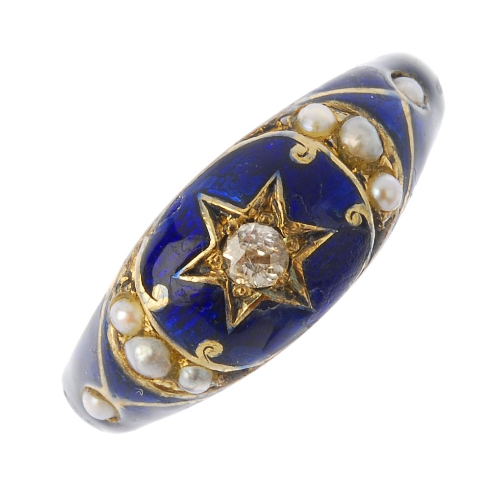 A mid Victorian gold, enamel, diamond and split pearl (1 of 3)