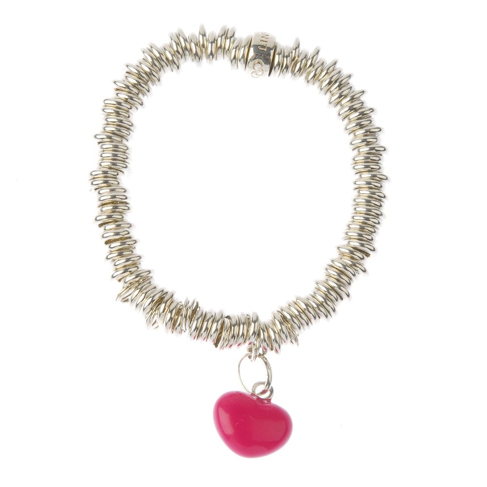 LINKS OF LONDON - two 'Sweetie' charm bracelets. Each: LINKS OF LONDON - two 'Sweetie' charm bracelets. Each suspending a charm, the first a pink enamel heart, the second a mobile phone. With maker's marks. Inner diameter 5cms. Weight 120.4gms. The condit