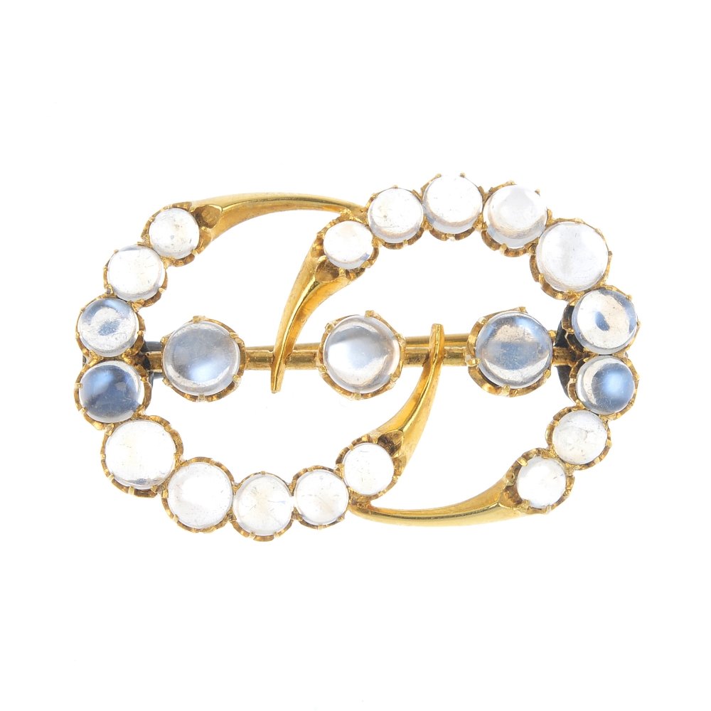An early 20th century moonstone brooch. Designed as a (1 of 2)