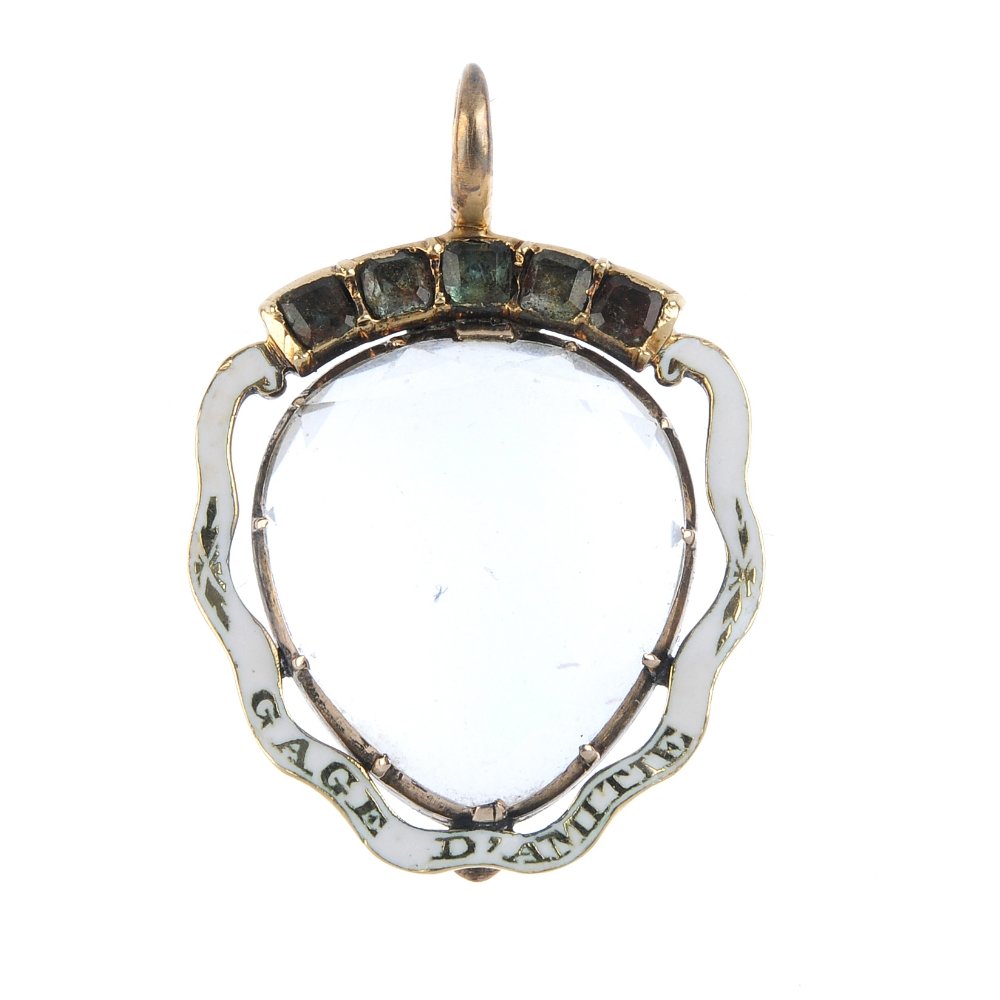 A Georgian gold enamel and gem-set sentimental pendant. (1 of 2)