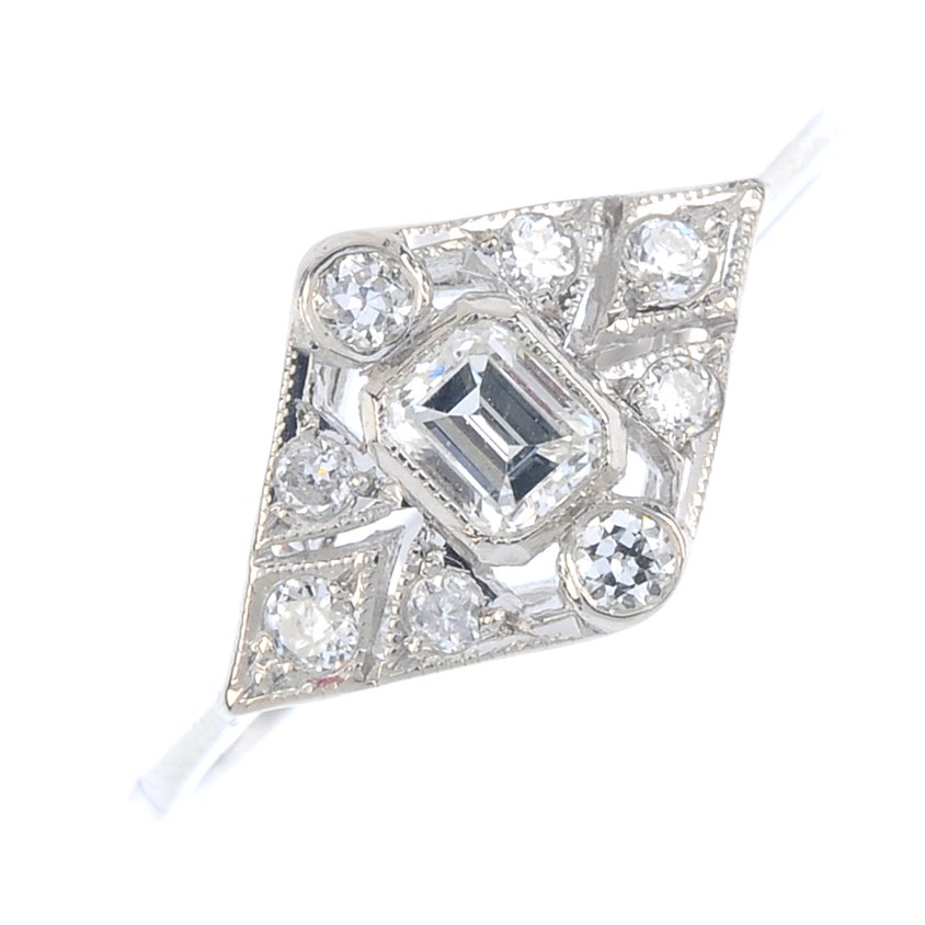 A diamond dress ring. Of marquise-shape outline, the (1 of 3)