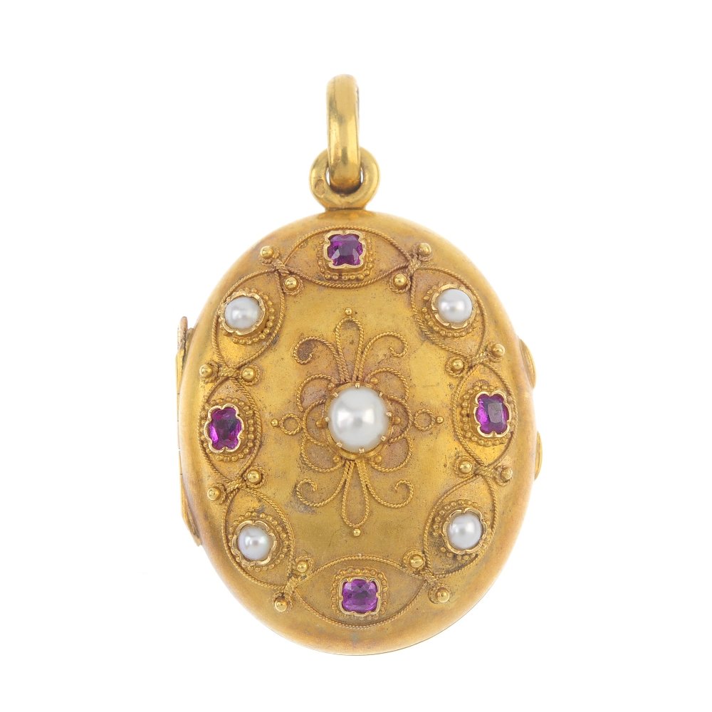 A late Victorian 18ct gold, ruby and split pearl (1 of 3)